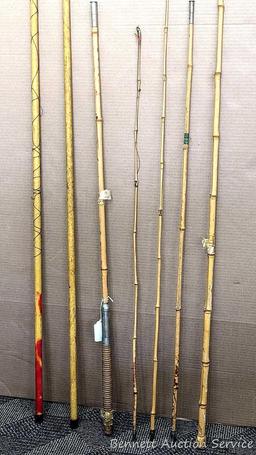 Several cane pole fishing pole segments. Longest measures 55-1/2" long.