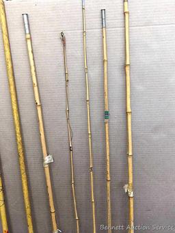 Several cane pole fishing pole segments. Longest measures 55-1/2" long.