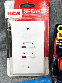 Recordable CDs, CD Holder, Cord connect, speaker and tv wall mount plates.
