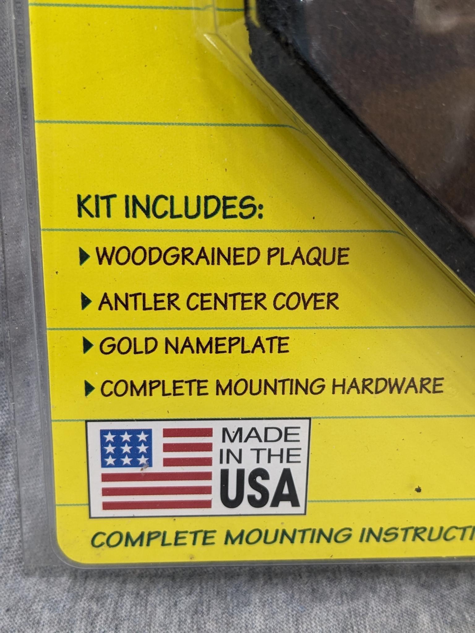NIP buck antler mounting kit by G-Lox Outdoor Technologies incl plaque, antler center cover,