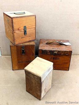 Tool organizer boxes for router, hole saws, disc sander, more. Largest about 10-1/2" x 8" x 8".