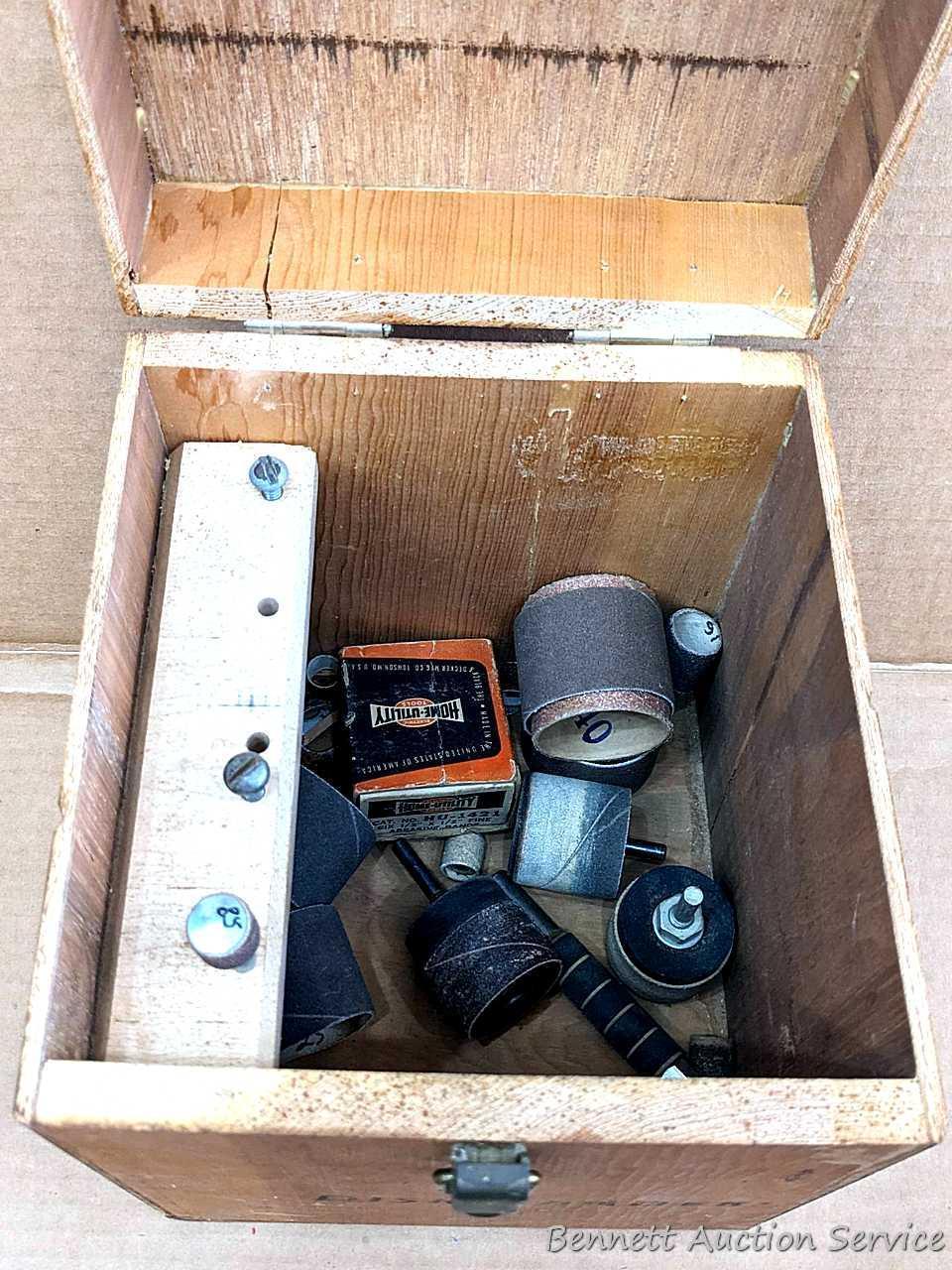 Tool organizer boxes for router, hole saws, disc sander, more. Largest about 10-1/2" x 8" x 8".