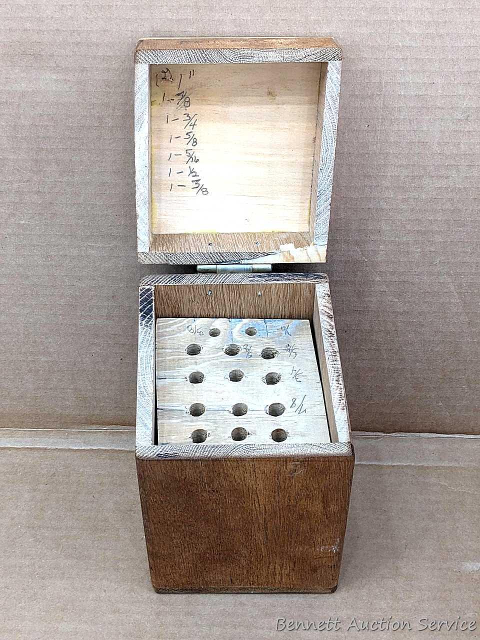 Tool organizer boxes for router, hole saws, disc sander, more. Largest about 10-1/2" x 8" x 8".