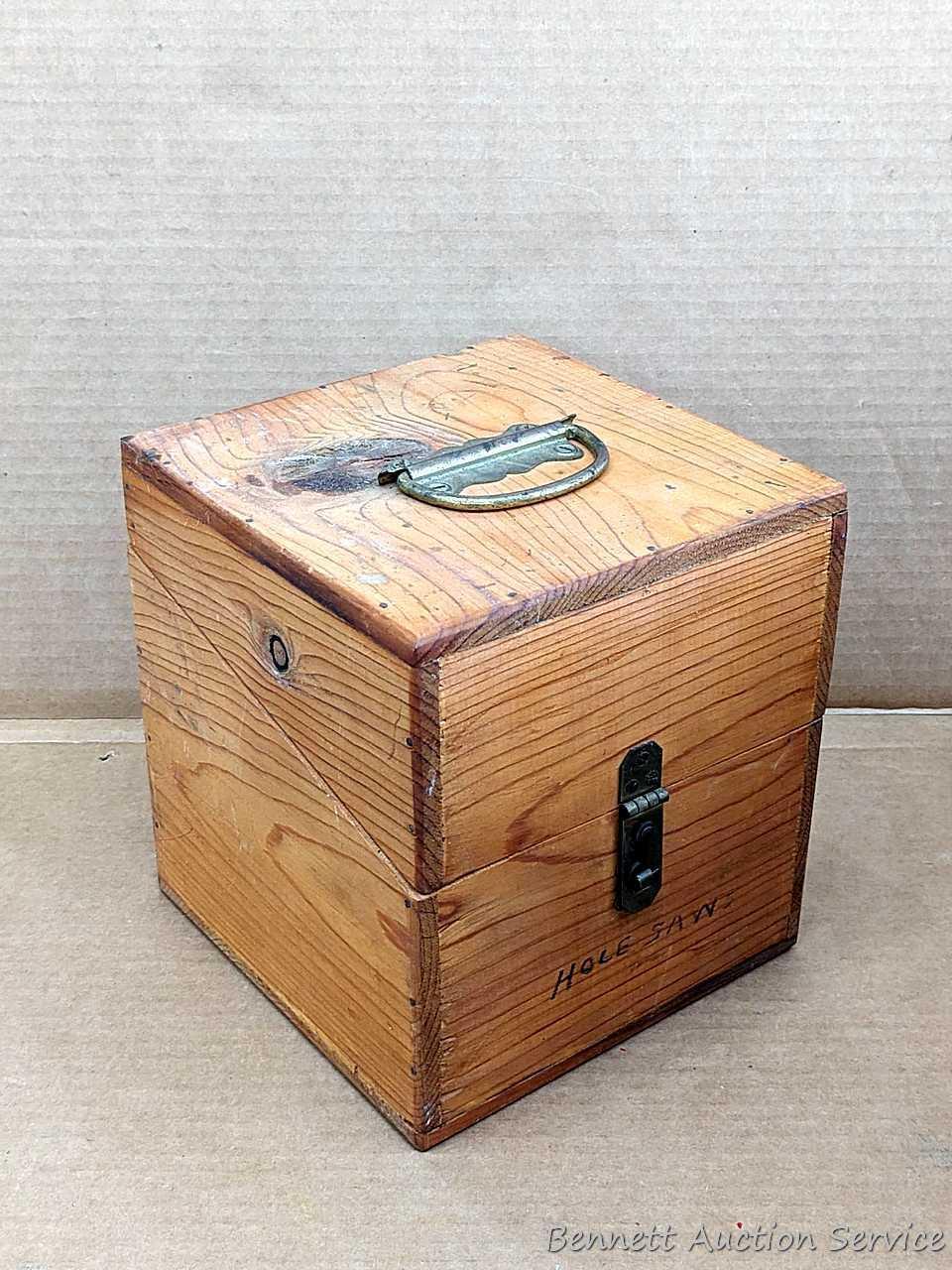 Tool organizer boxes for router, hole saws, disc sander, more. Largest about 10-1/2" x 8" x 8".