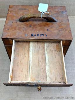 Tool organizer boxes for router, hole saws, disc sander, more. Largest about 10-1/2" x 8" x 8".
