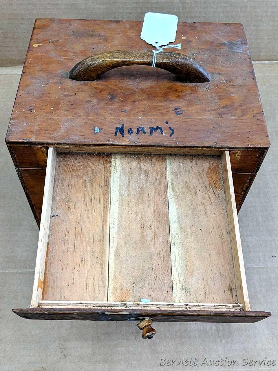 Tool organizer boxes for router, hole saws, disc sander, more. Largest about 10-1/2" x 8" x 8".