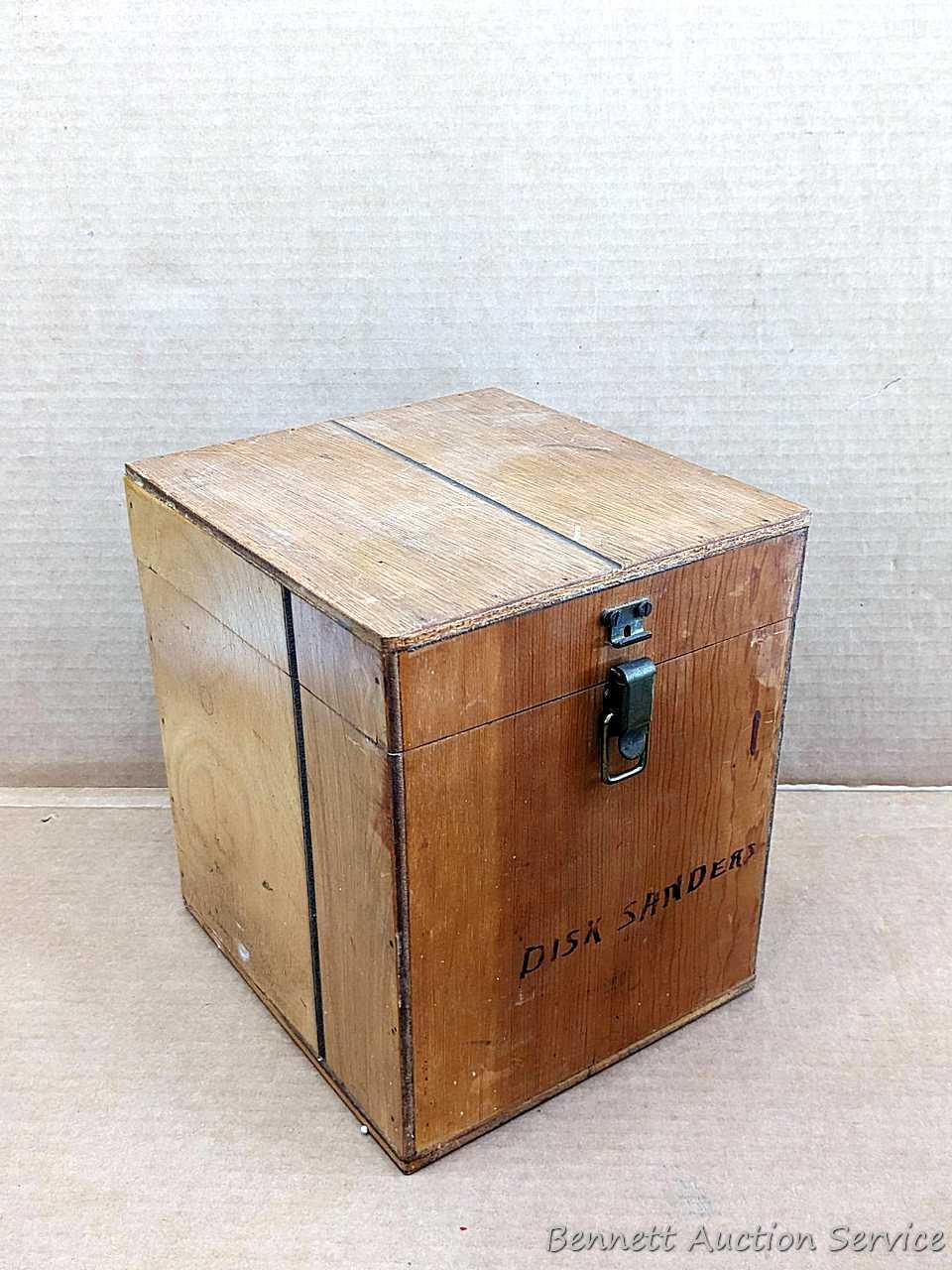 Tool organizer boxes for router, hole saws, disc sander, more. Largest about 10-1/2" x 8" x 8".