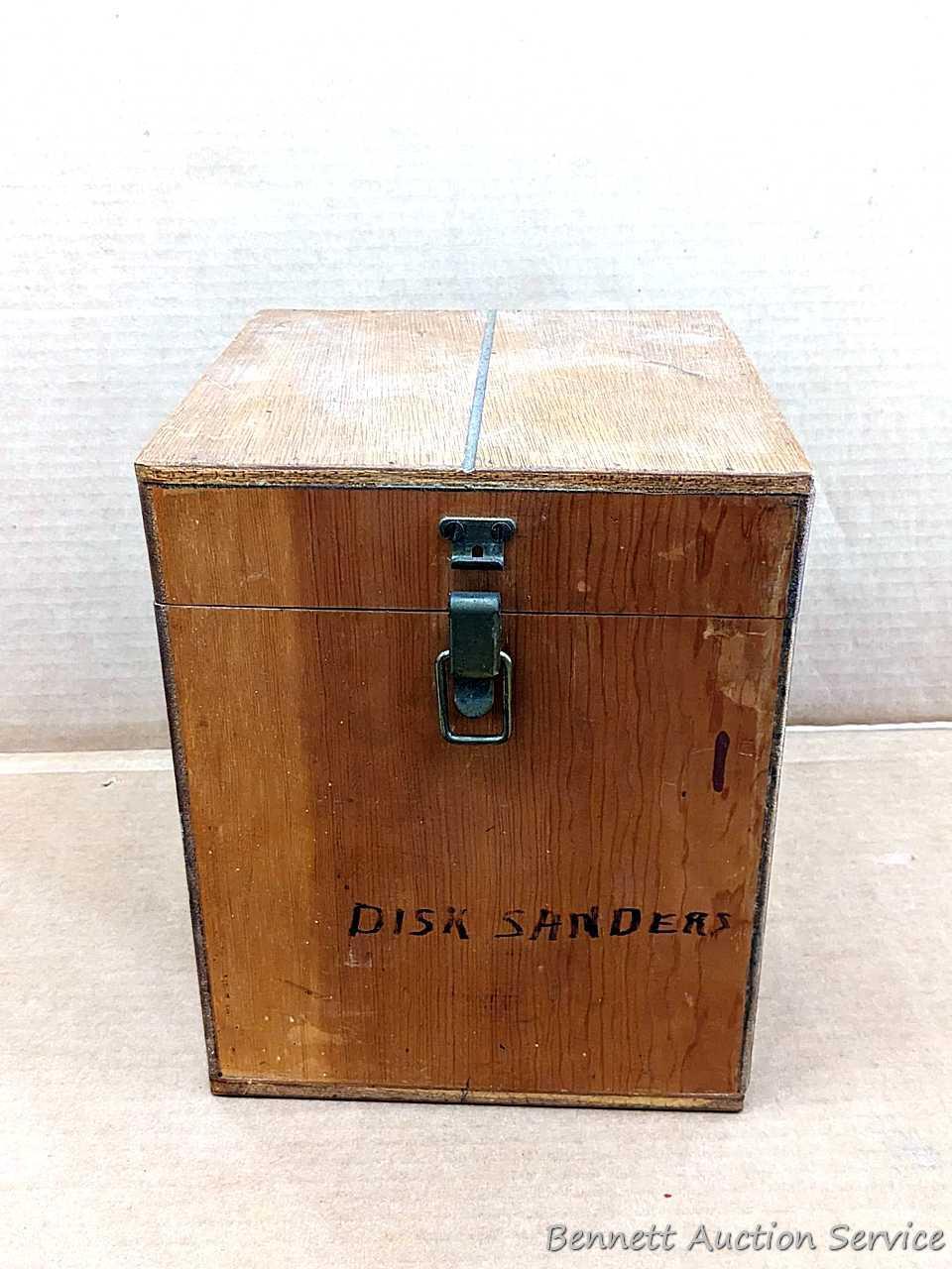 Tool organizer boxes for router, hole saws, disc sander, more. Largest about 10-1/2" x 8" x 8".