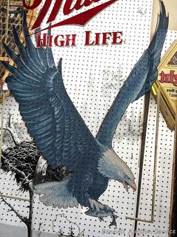 Miller High Life Wisconsin Bald Eagle beer mirror is about 15" x 22". Front reads at bottom Miller