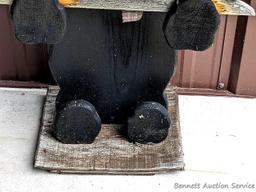 31" Wooden bear welcome sign. Could use a new scarf or ascot and a new ground base.