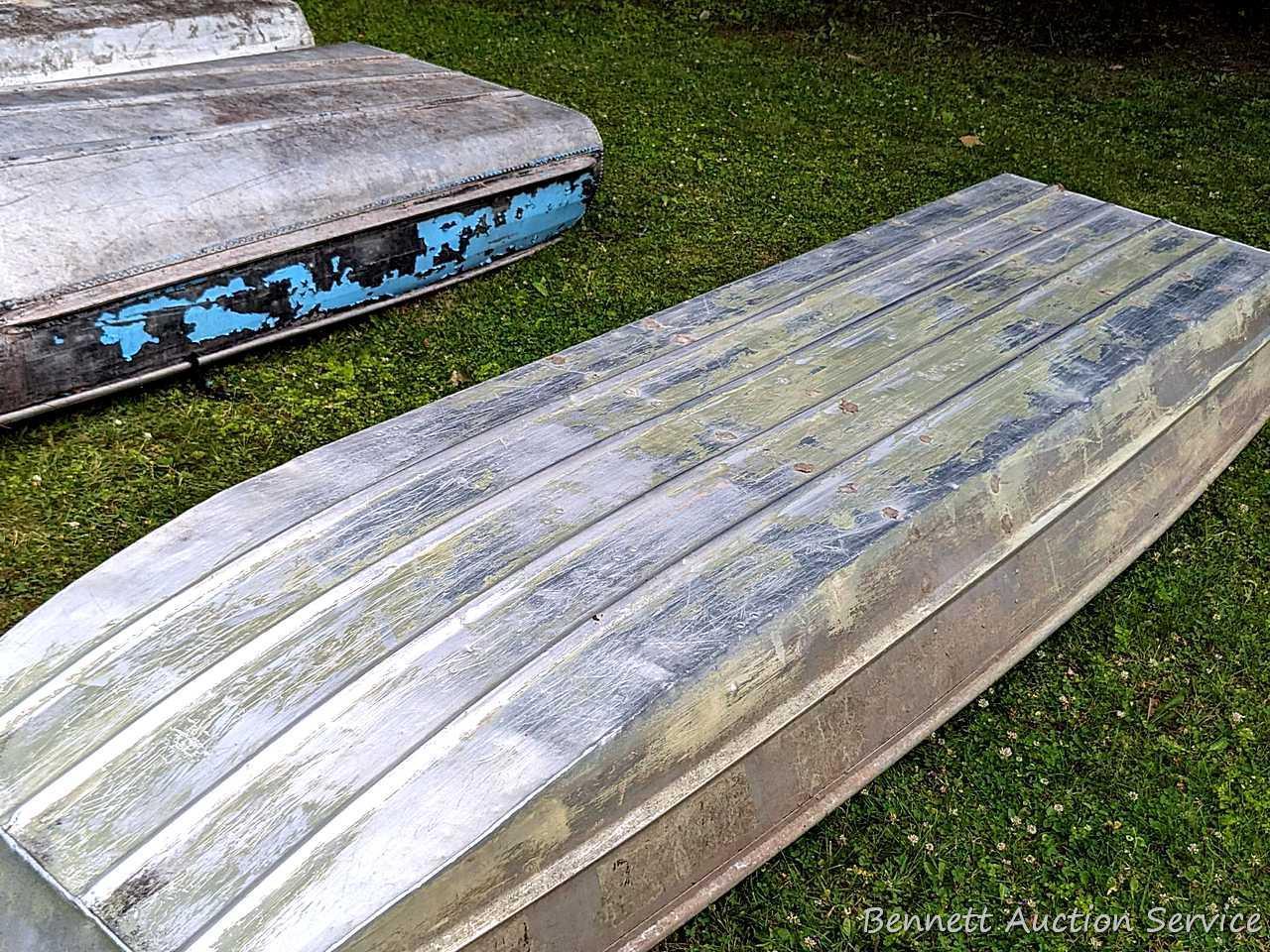 10' aluminum jon boat is in good condition with some silicone repairs.