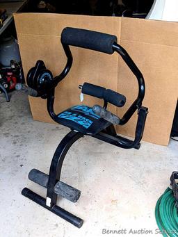 Body by Jake Ab & Back Plus workout machine; measures 34" x 28" x 39" overall.