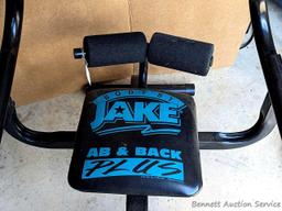 Body by Jake Ab & Back Plus workout machine; measures 34" x 28" x 39" overall.