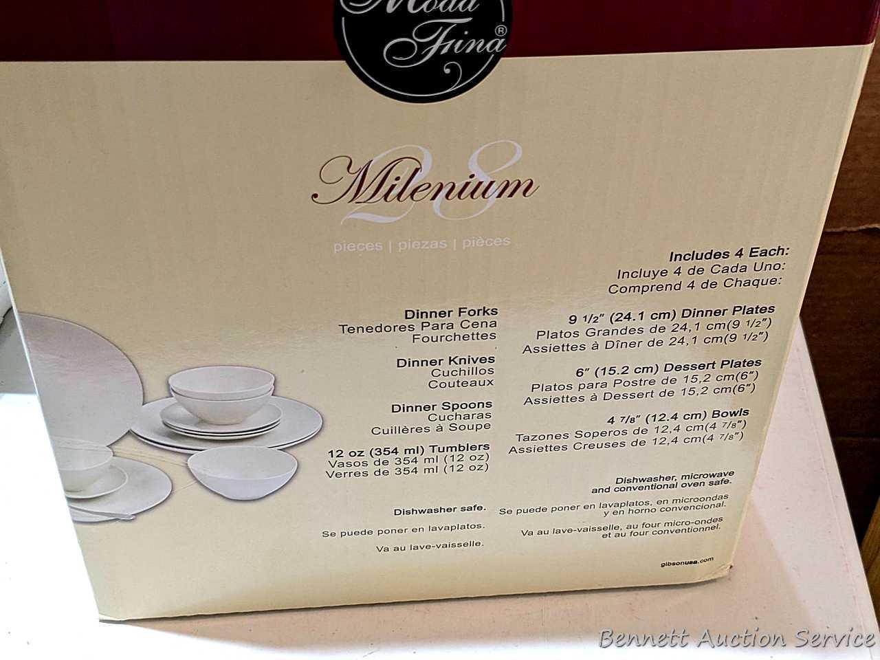 Moda Fina Millenium stoneware 4 piece place setting includes 9-1/2" dinner plate, 6" dessert, bowls,