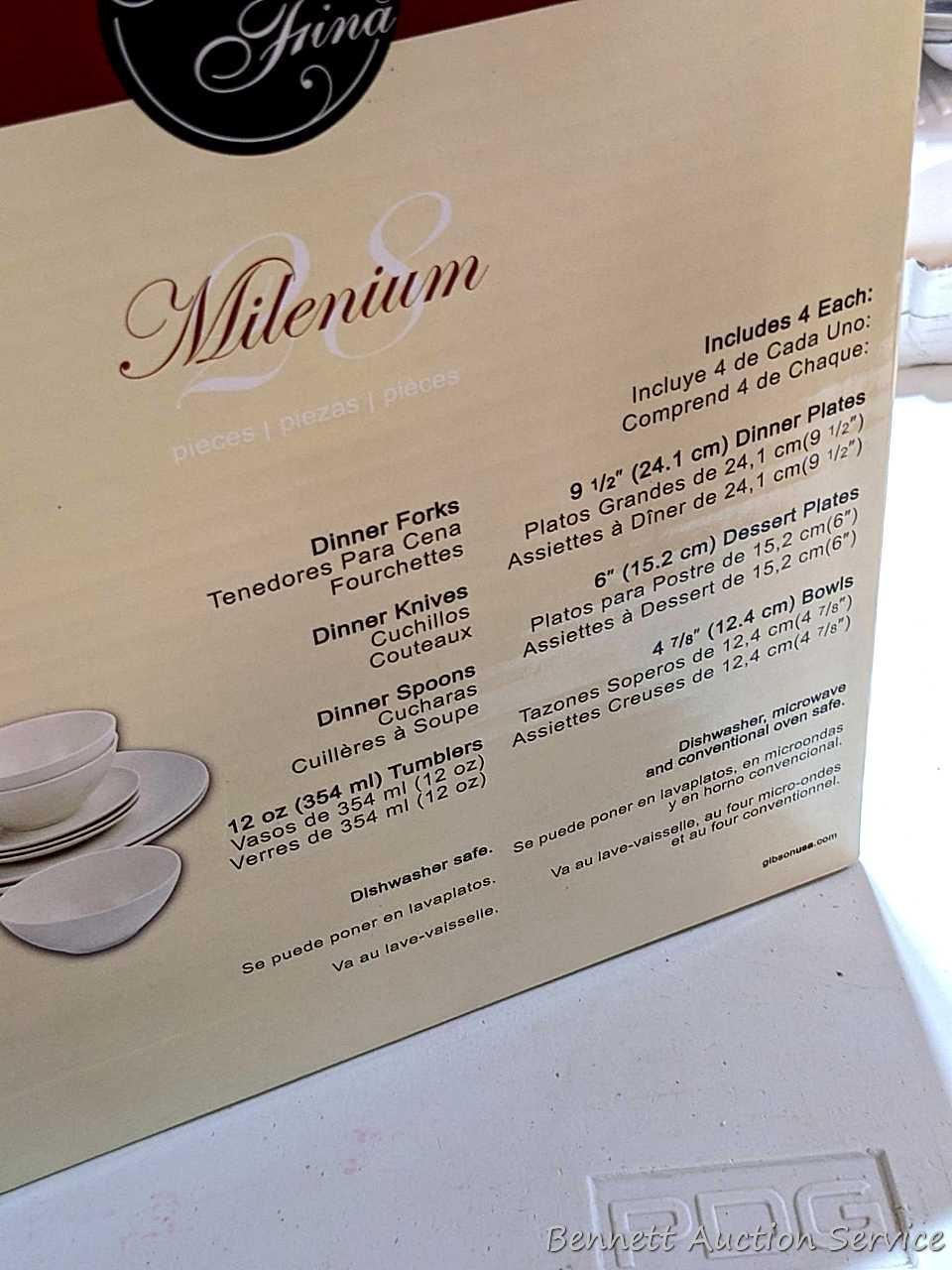 Moda Fina Millenium stoneware 4 piece place setting includes 9-1/2" dinner plate, 6" dessert, bowls,