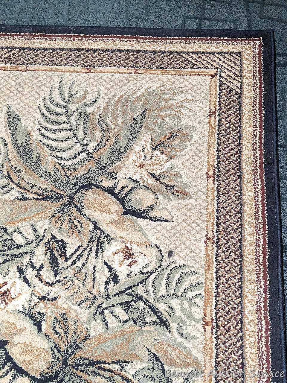 41" x 62" Tropical Bliss Spice rug, and a pair of matching kitchen rugs. All in good condition,