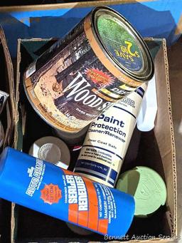 Tractor and implement enamel, wood stain, linseed oil, paint, butane fuel, spray paint, ceiling
