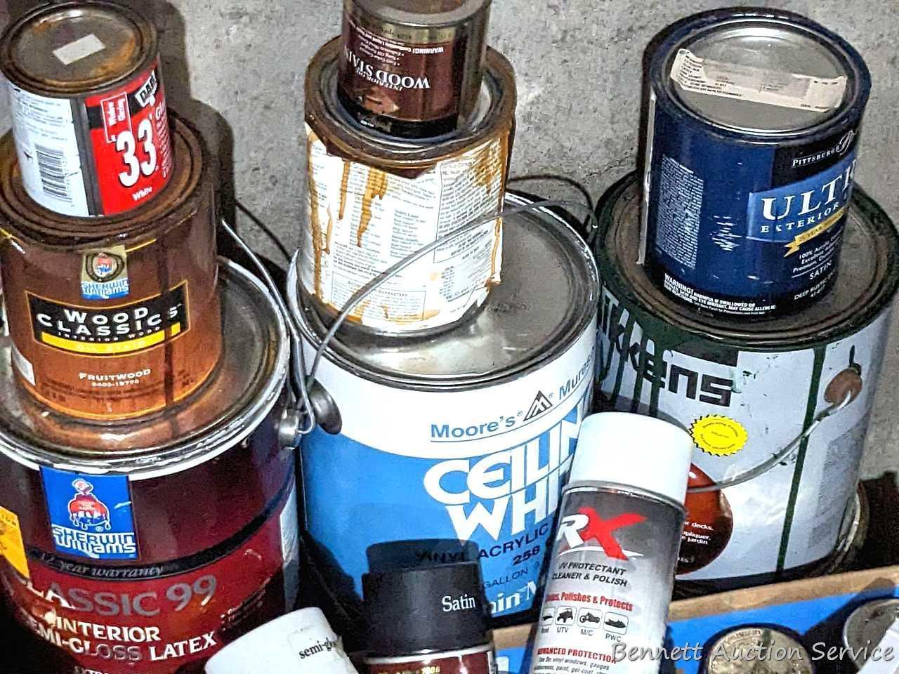Tractor and implement enamel, wood stain, linseed oil, paint, butane fuel, spray paint, ceiling