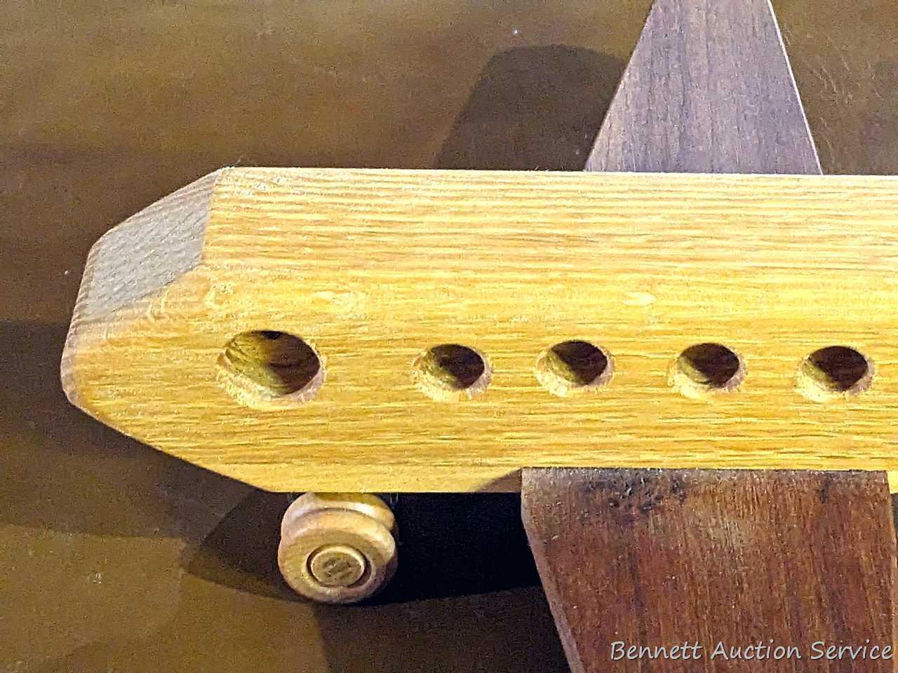Neat wooden toys incl 12" bulldozer, airplane, more. Fun pieces.