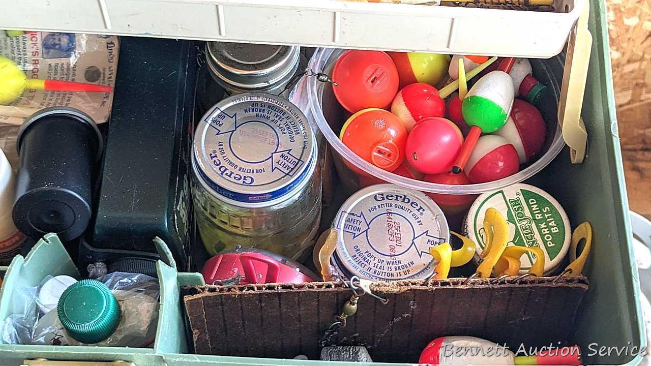 Plano 16" lockable tackle box full of a ton of fishing lures and baits incl. Rapala, Jitterbug,