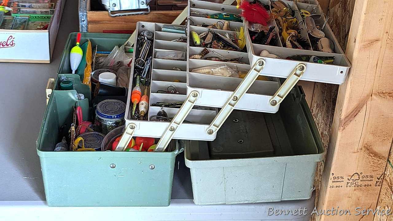 Plano 16" lockable tackle box full of a ton of fishing lures and baits incl. Rapala, Jitterbug,