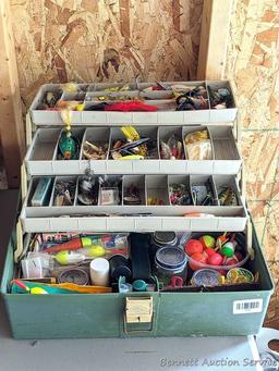 Plano 16" lockable tackle box full of a ton of fishing lures and baits incl. Rapala, Jitterbug,