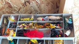 Plano 16" lockable tackle box full of a ton of fishing lures and baits incl. Rapala, Jitterbug,