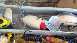 Plano 16" lockable tackle box full of a ton of fishing lures and baits incl. Rapala, Jitterbug,