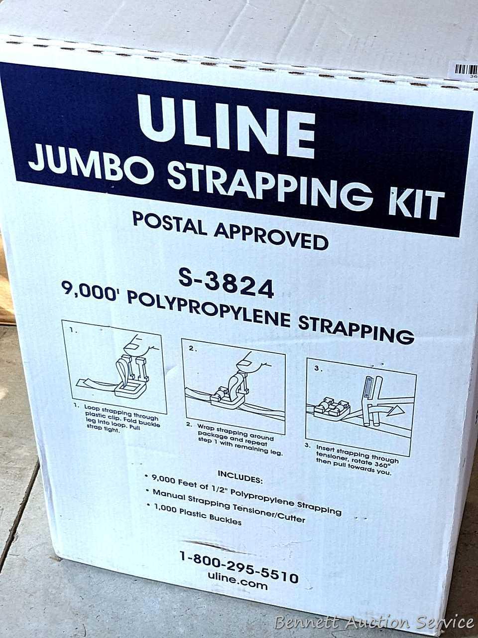 Uline jumbo strapping kit, comes with strapping, clips, and is no. S - 3824.