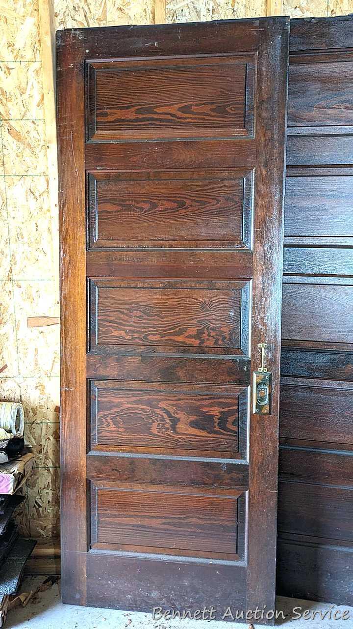 Pair of vintage sliding doors with the classy copper hardware. The doors measure approx 32" x 84"