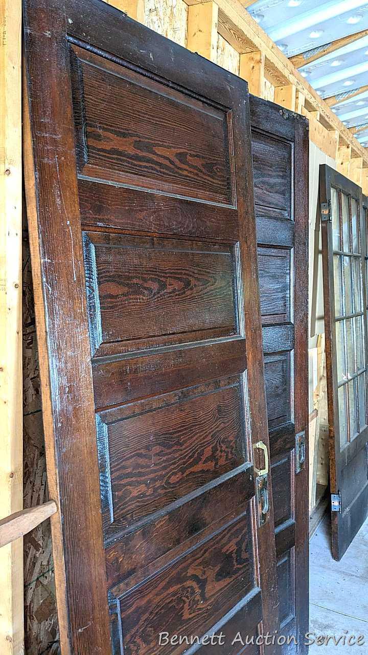 Pair of vintage sliding doors with the classy copper hardware. The doors measure approx 32" x 84"