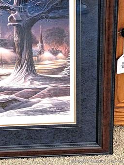 Signed and numbered framed print by Terry Redlin entitled 'His First Homecoming' has Certificate of