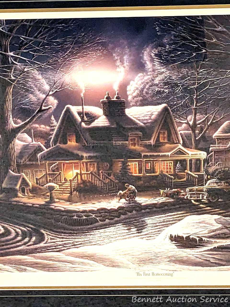 Signed and numbered framed print by Terry Redlin entitled 'His First Homecoming' has Certificate of
