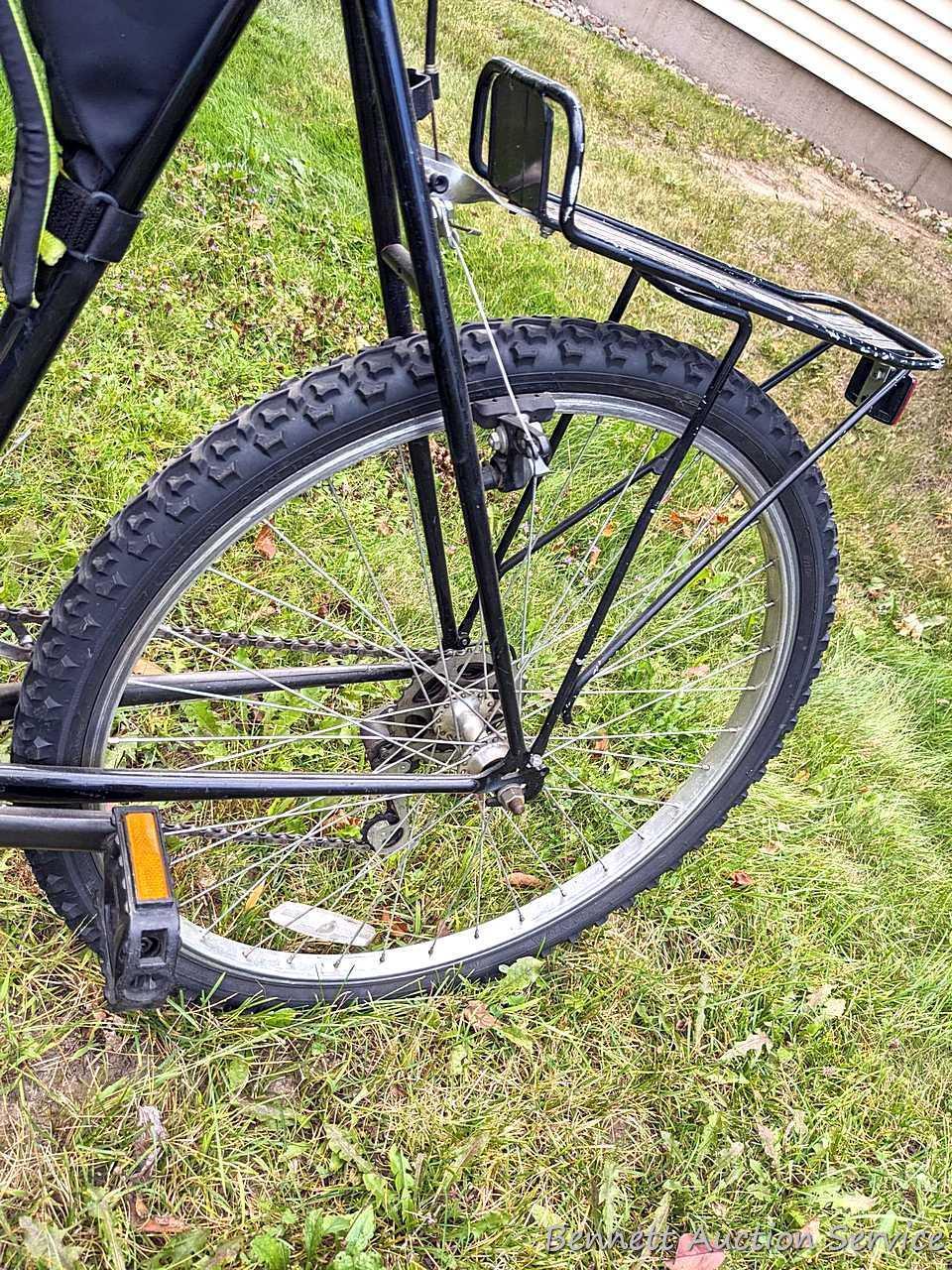 Schwinn Woodlands mountain bicycle is in good shape. Bike measures 23" from handle bar to seat. Nice