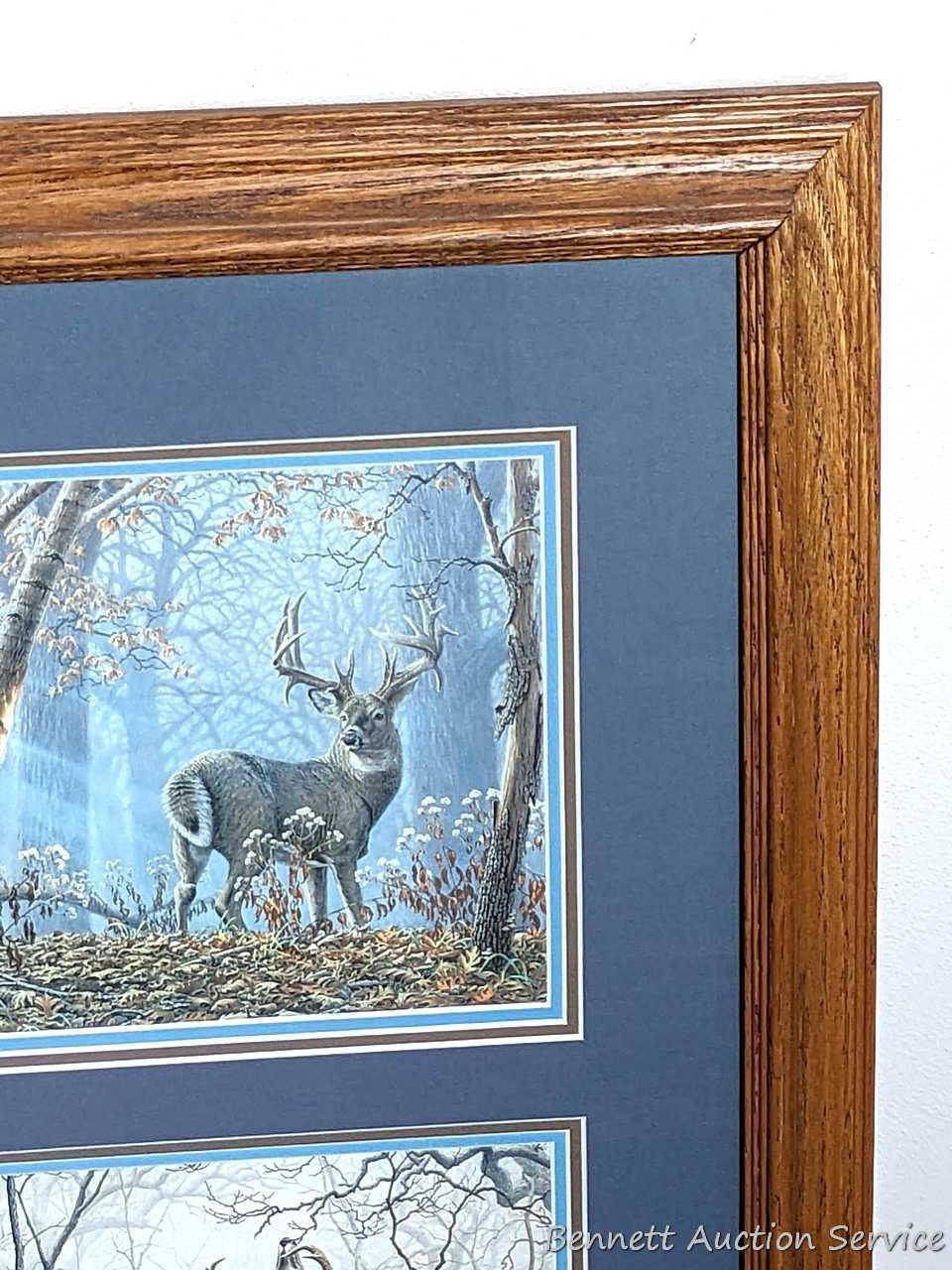 Framed Whitetails Unlimited print measures approx. 34" x 19" over frame.
