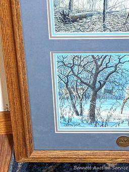 Framed Whitetails Unlimited print measures approx. 34" x 19" over frame.