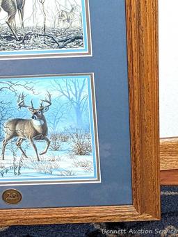 Framed Whitetails Unlimited print measures approx. 34" x 19" over frame.