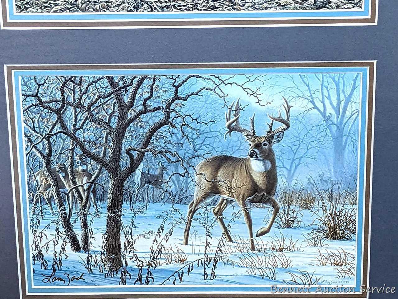 Framed Whitetails Unlimited print measures approx. 34" x 19" over frame.