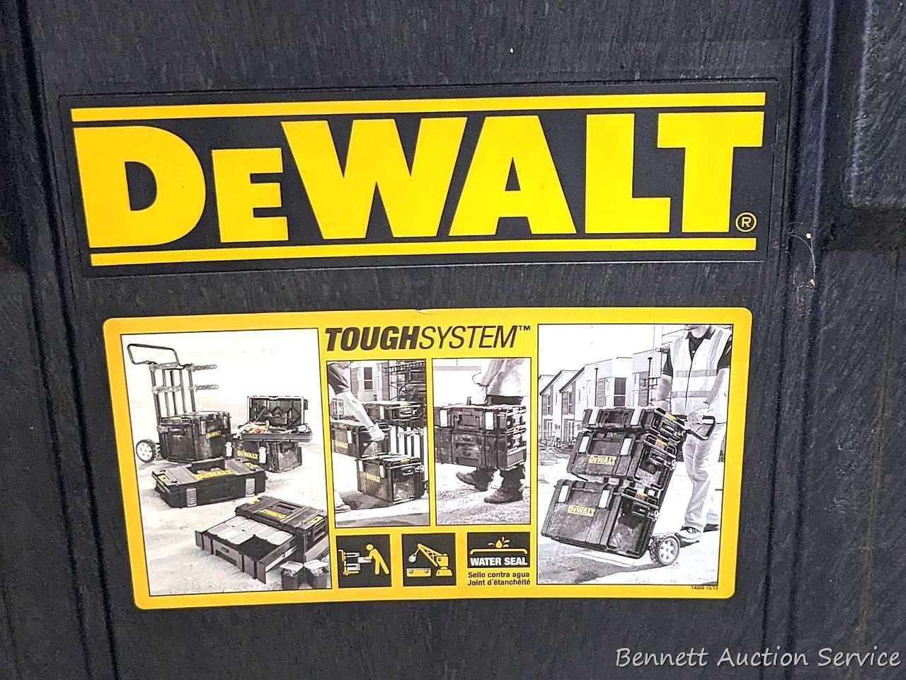 DeWalt ToughSystem stackable contractor-grade lockable tool box with gasketed lid and lift out tray