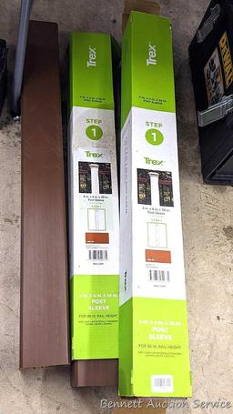 Four Trex post sleeves are 4" x 4" x 39" for 36" hand rail height.