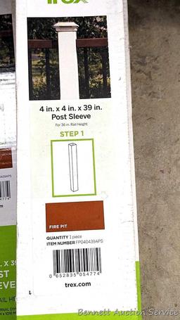 Four Trex post sleeves are 4" x 4" x 39" for 36" hand rail height.