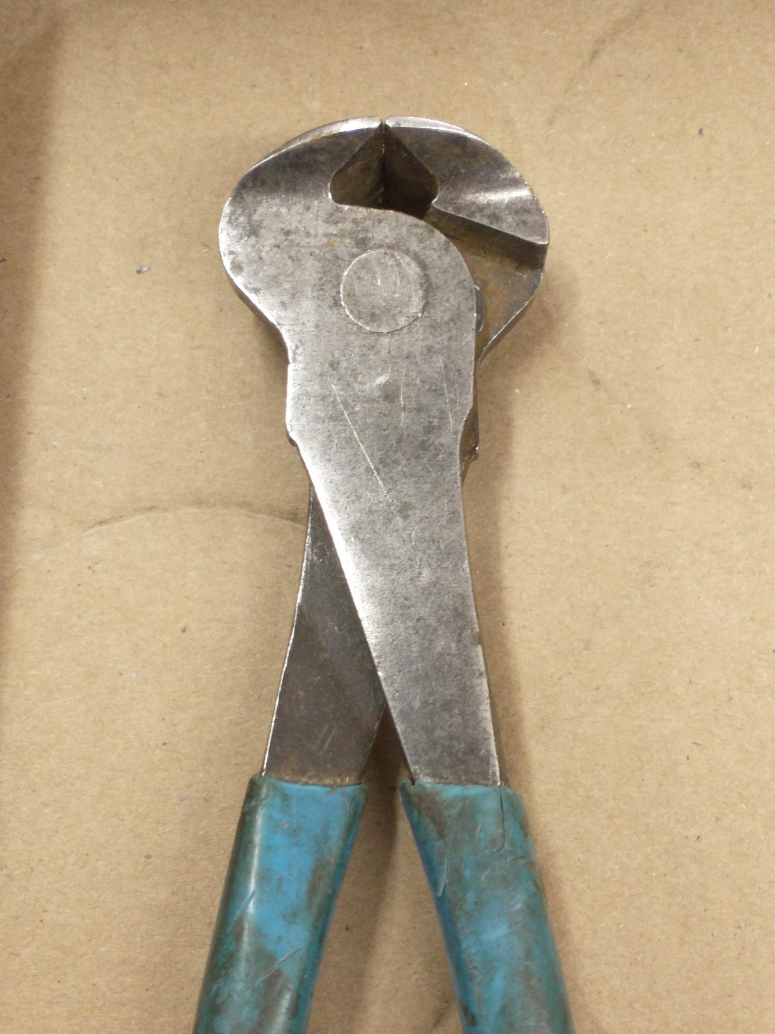 ChannelLock needle nose pliers, end nippers, and chipped side nippers.