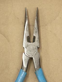 ChannelLock needle nose pliers, end nippers, and chipped side nippers.