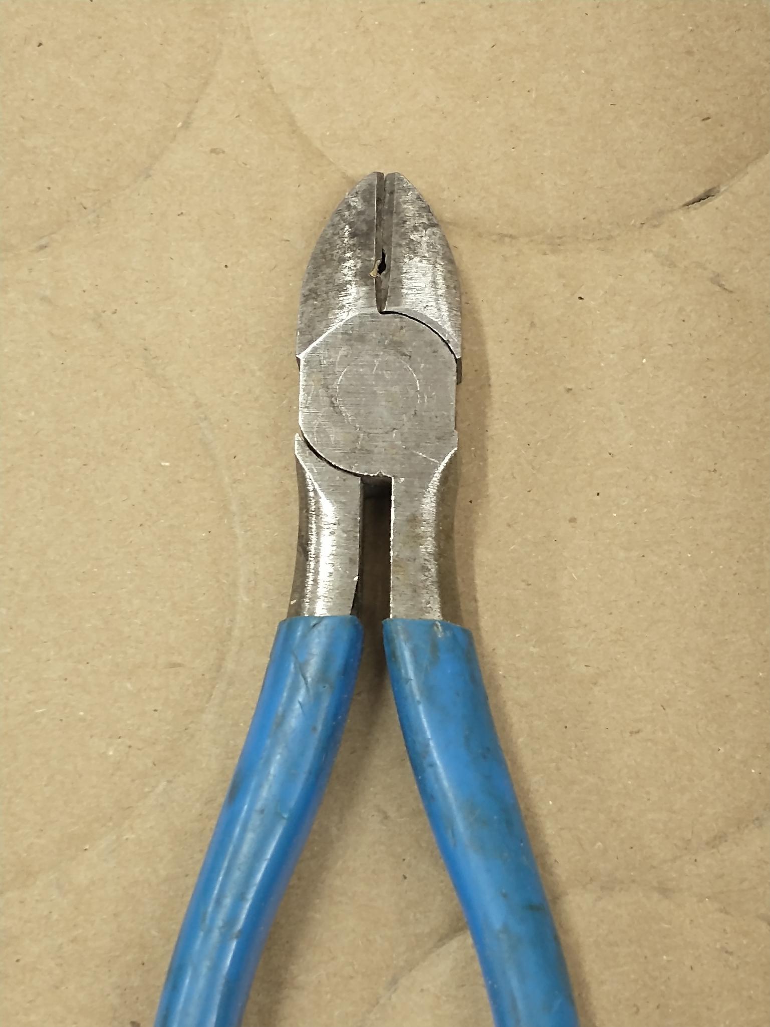 ChannelLock needle nose pliers, end nippers, and chipped side nippers.