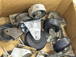 Pair of heavy duty 5" casters, and several other swiveling casters.