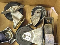 Pair of heavy duty 5" casters, and several other swiveling casters.