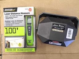 Johnson laser distance measure Model 53-028; Laser Widow projector by American DJ.