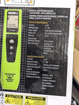 Johnson laser distance measure Model 53-028; Laser Widow projector by American DJ.