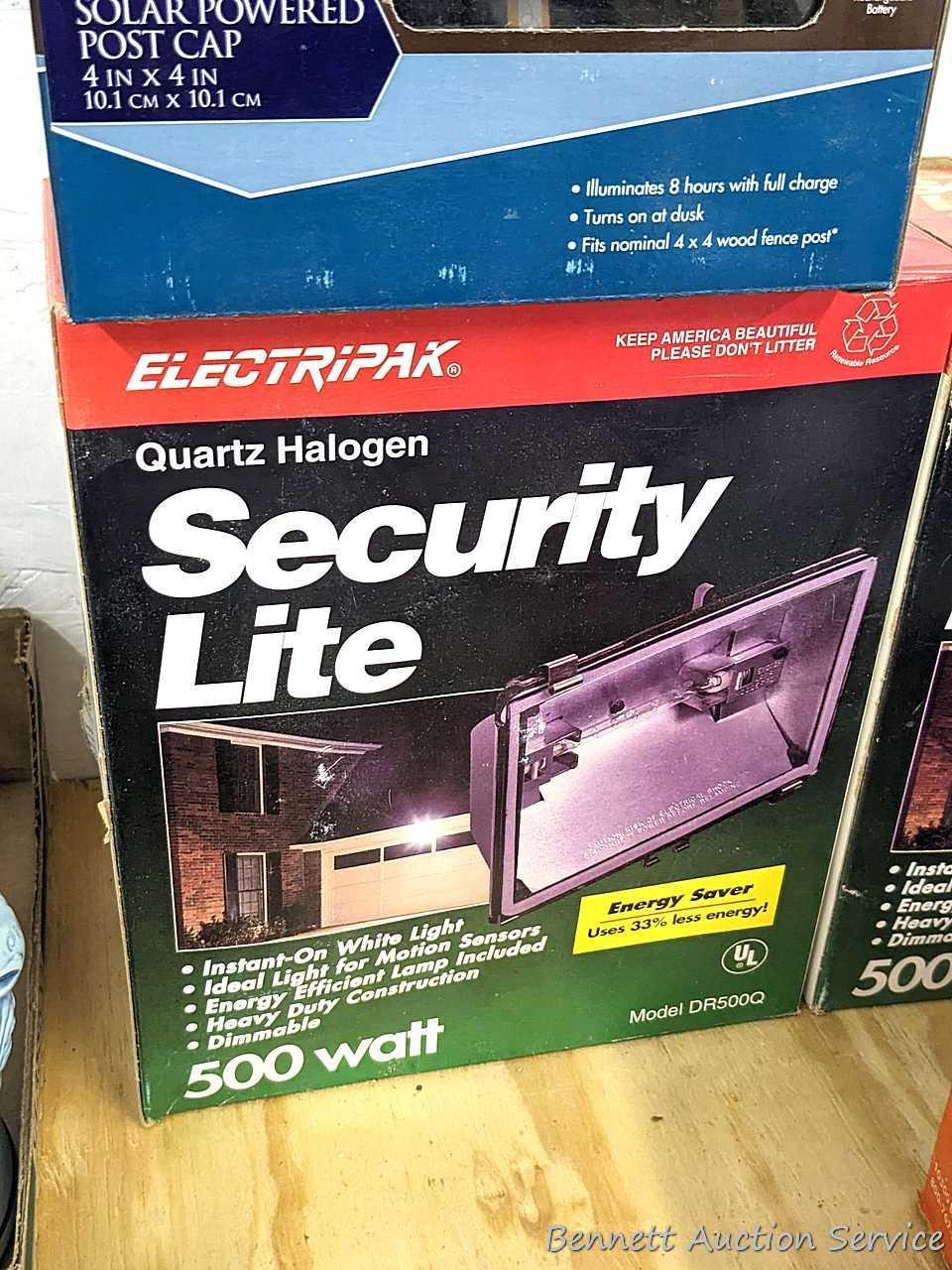 Halogen security lights; other light bulbs and fixtures.
