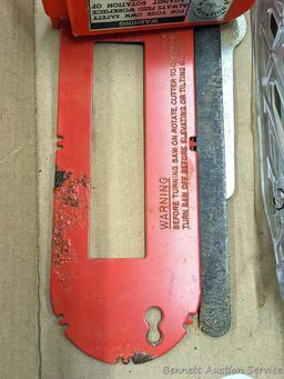Table saw anti-kickback dogs and guard; hardwood flooring tapping blocks; rubber table guard;